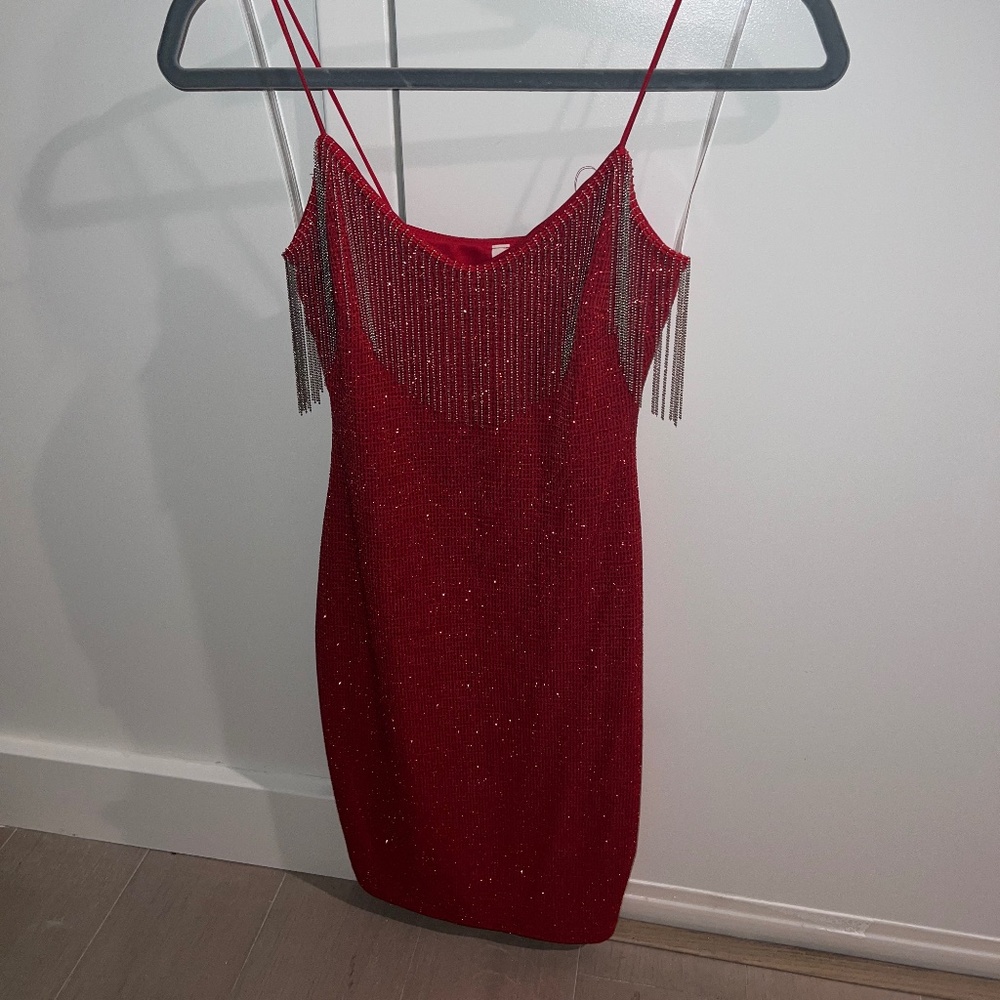 Red Shimmer Bodycon Dress